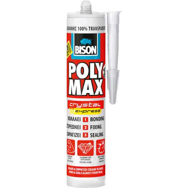 BISON Σιλικόνη κόλλα polymax express crystal διάφανη 300gr 20982