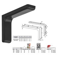 BOLIS Γωνίες ραφιών Ιταλίας με κάλυμμα 240X144mm μαύρες Γ-Γ824