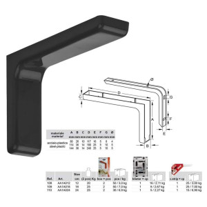 BOLIS Γωνίες ραφιών Ιταλίας με κάλυμμα 120X80mm μαύρες Γ-Γ813