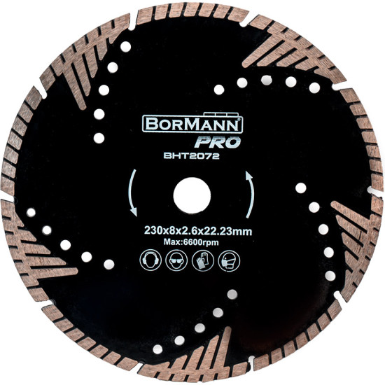 BORMANN Διαμαντόδισκος TRIANGLE TURBO Φ230Χ2.6Χ22.2mm 8mm BHT2072