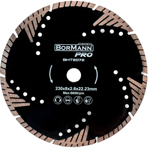 BORMANN Διαμαντόδισκος TRIANGLE TURBO Φ230Χ2.6Χ22.2mm 8mm BHT2072