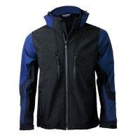 FAGEO Μπουφάν μαύρο/μπλε softshell sport 3 layers με κουκούλα 00011BB