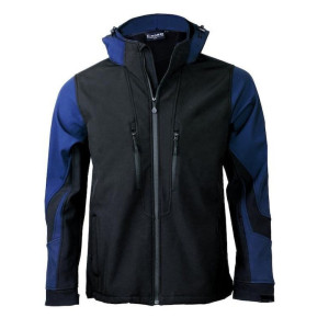 FAGEO Μπουφάν μαύρο/μπλε softshell sport 3 layers με κουκούλα 00011BB
