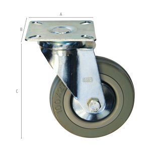 FF GROUP Ρόδα περιστρεφόμενη γκρι 100mm 27549