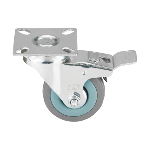 FF GROUP Ρόδα περιστρεφόμενη με φρένο γκρι 100mm 27554