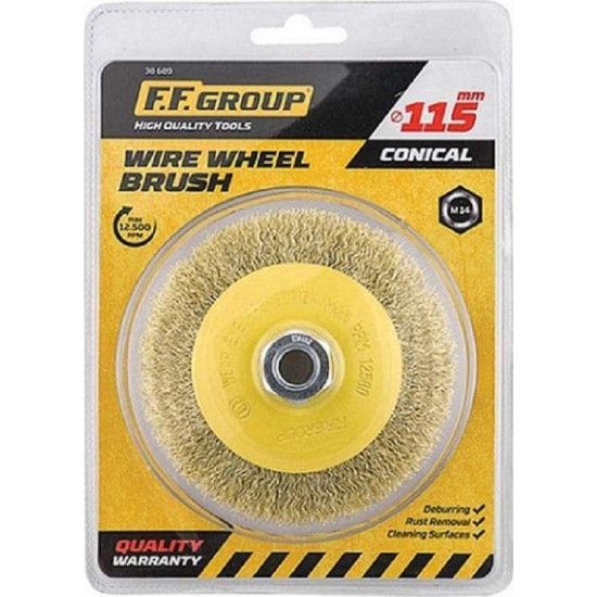 FF GROUP Συρματόβουρτσα στρόγγυλη με πάσσο M14 125mm 38690