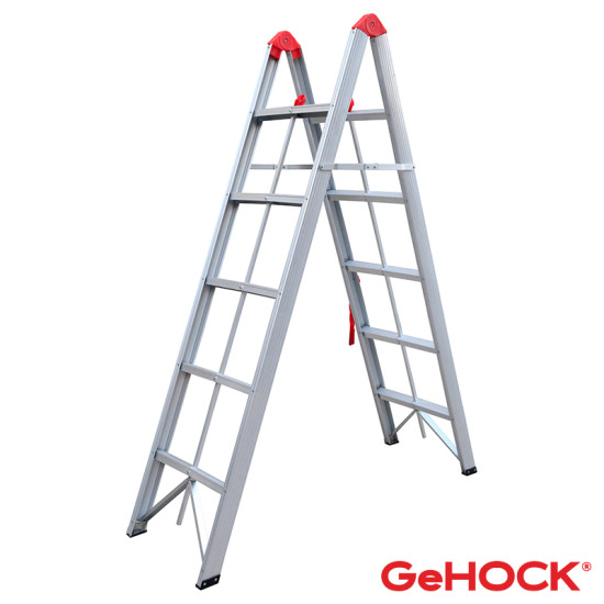 GEHOCK Σκάλα αλουμινίου διπλή αναδιπλούμενη με 5 σκαλοπάτια 59-608005