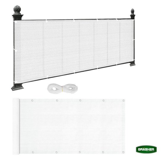 GRASHER Διαχωριστικό δίχτυ μπαλκονιού 170gr/m²  λευκό με κρίκους 0.75Χ6m 103827