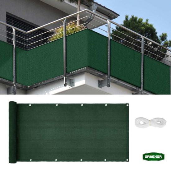 GRASHER Διαχωριστικό δίχτυ μπαλκονιού 170gr/m²  πράσινο με κρίκους 0.75Χ6m 103831