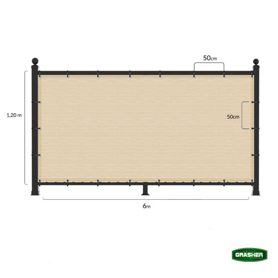 GRASHER Διαχωριστικό δίχτυ μπαλκονιού 170gr/m²  εκρού με κρίκους 1.20Χ6m 103834