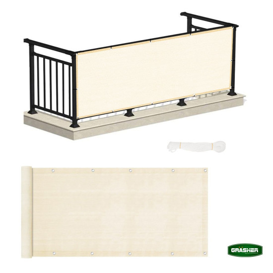 GRASHER Διαχωριστικό δίχτυ μπαλκονιού 170gr/m²  εκρού με κρίκους 1.20Χ6m 103834