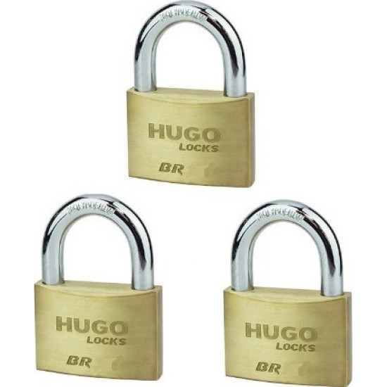 HUGO LOCKS  BR50 Λουκέτα ορειχάλκινα 50mm σετ 3 τεμαχίων 60210