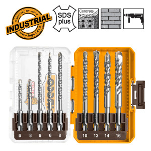 INGCO Τρυπάνια SDS Plus 6-16mm σετ 9 τεμάχια AKDL30906