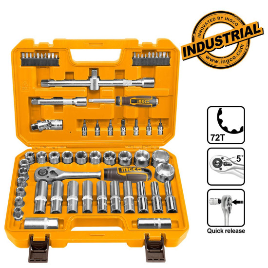 INGCO Κασετίνα καρυδάκια 1/2" σετ 62 τεμάχια HKTS12602