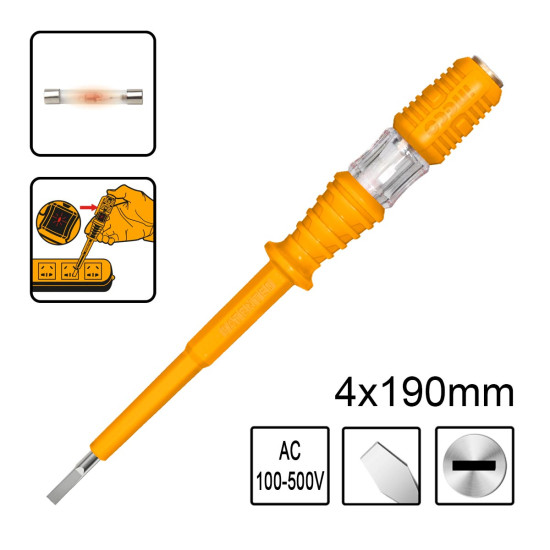 INGCO Μεγάλο δοκιμαστικό κατσαβίδι 190mm 220V HSDT1908