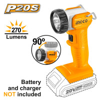 INGCO Φακός Προβολέας Μπαταρίας 20V Li-Ion SOLO 270 lumen CWLI2038