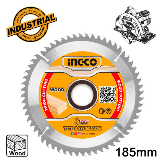 INGCO Επαγγελματικός δίσκος κοπής ξύλου 60Τ Φ185mm TSB118513