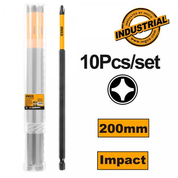 INGCO Κατσαβιδόμυτες 1/4" PH2 200mm 10 τεμάχια SDBIM11PH283