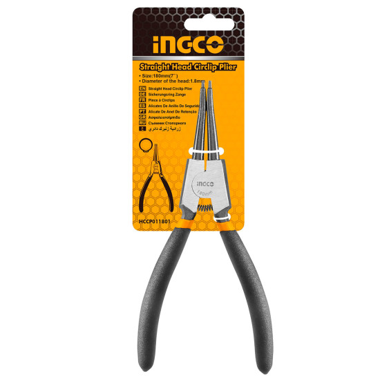 INGCO Ασφαλειοτσίμπιδο 180mm ίσιο πατάς ανοίγει HCCP011801