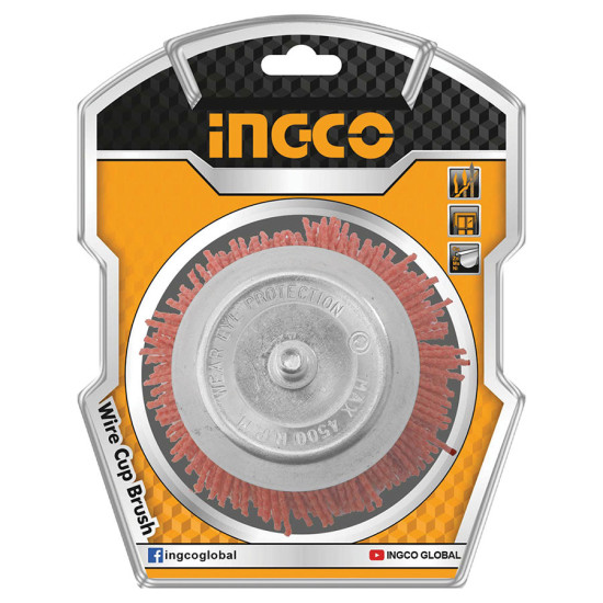 INGCO Nylon βούρτσα με άξονα για δράπανο Φ 75mm WB30755