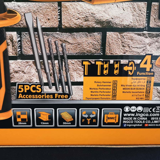 INGCO Πιστολέτο περιστροφικό κρουστικό sds plus 800W RGH9028-2