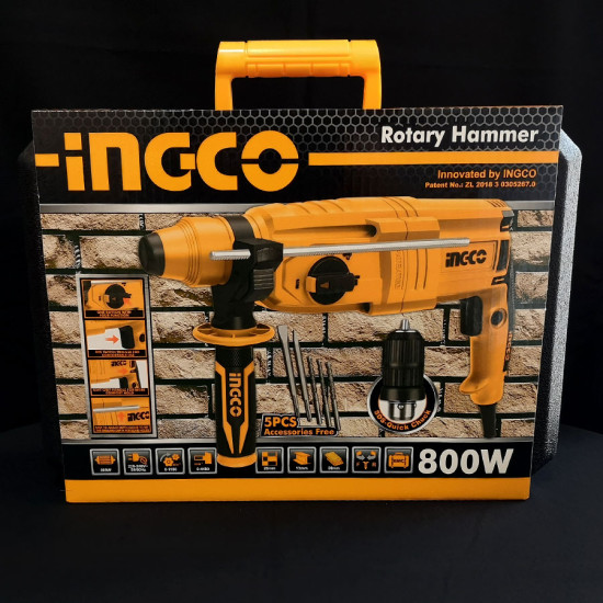 INGCO Πιστολέτο περιστροφικό κρουστικό sds plus 800W RGH9028-2