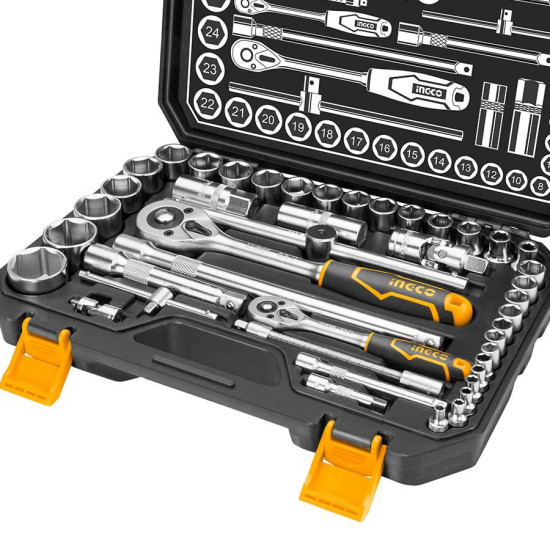 INGCO Κασετίνα σετ 44 τεμάχια 1/4''+1/2'' καρυδάκια HKTS42441