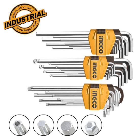 INGCO Κλειδιά άλλεν + μπίλλιας + Torx σετ 27 τεμάχια HHKSET0271