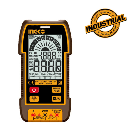 INGCO Ψηφιακό πολύμετρο 600V True RMS με μέτρηση AC/DC/ Αντίστασης/ Χωρητικότητας/ Συχνότητας/ NCV DM16004