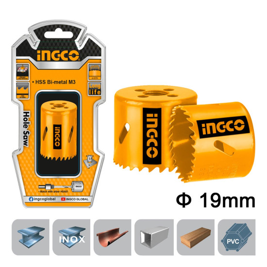 INGCO Ποτηροτρύπανα Bi-Metal 19mm HSB10191