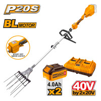 INGCO Ελαιοραβδιστικό μπαταρίας 2x20V Li-Ion τύπου χτένα COHLI200386