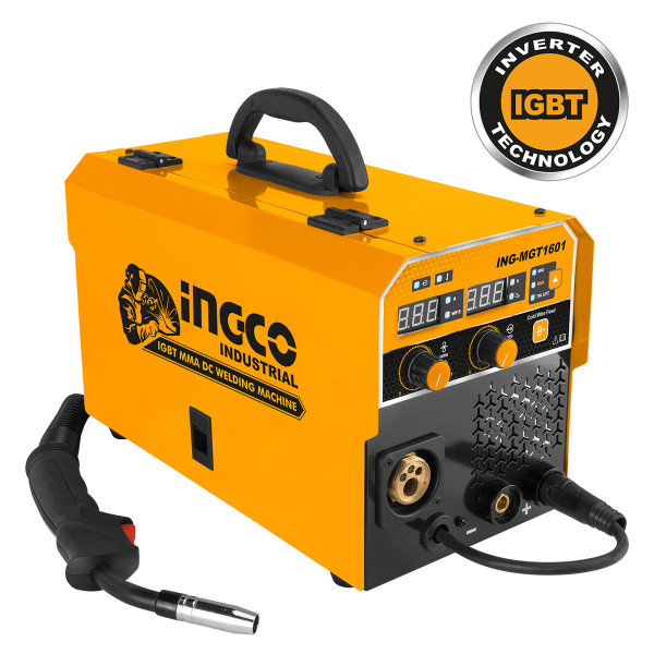 INGCO Ηλεκτροκόλληση Inverter 160Α σύρματος με αέριο και χωρίς αέριο MGT1601
