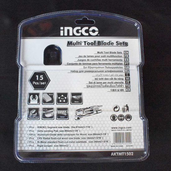 INGCO Εξαρτήματα πολυεργαλείου σετ 15 τεμαχίων AKTMT1502