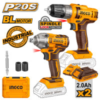 INGCO Εργαλεία μπαταρίας 20V Li-Ion σετ 2 τεμαχίων COSLI230702