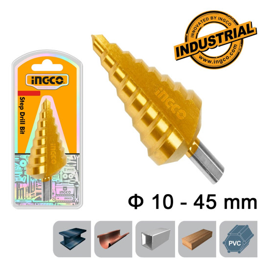INGCO Τρυπάνι κωνικό με διαβάθμιση 10-45mm AKSDS10453
