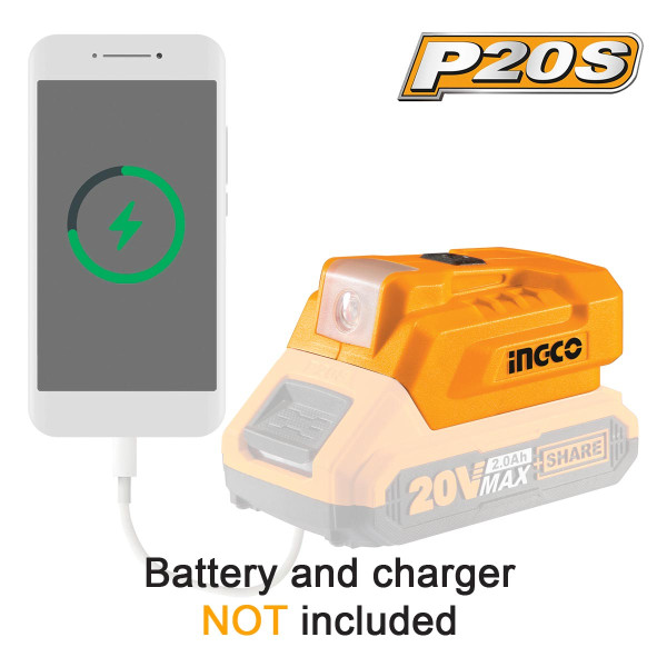 INGCO Φορτιστής USB-A Li-Ion Powerbank με φακό SOLO CUCLI2022