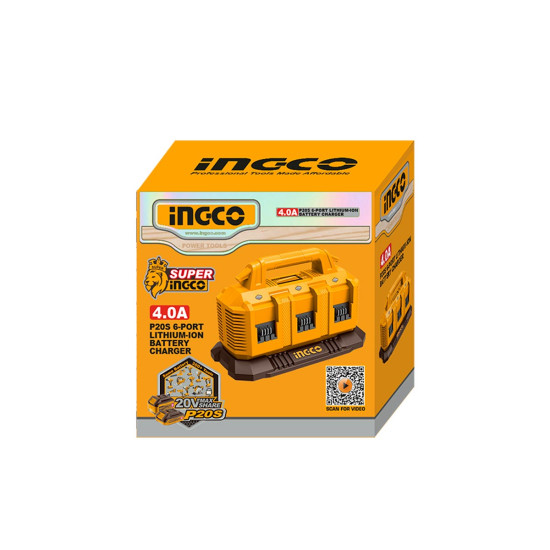 INGCO Ταχυφορτιστής 6 θέσεων 6x20V 4A FCLI2064