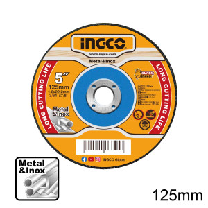 INGCO Δίσκοι κοπής σιδήρου inox 125mmΧ1.0mm MCD101251