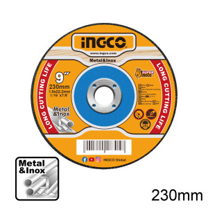 INGCO Δίσκοι κοπής σιδήρου inox 230mmΧ1.6mm MCD162301