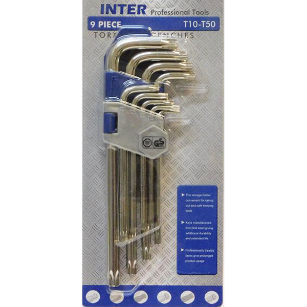 INTER Κλειδιά αλεν torx κοντά με τρύπα σετ 9 τεμάχια Τ10-Τ50 738903