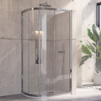 Καμπίνα ημικυκλική με διάφανο κρύσταλλο INOX 200 Χρωμέ KARAG 80x80x190cm