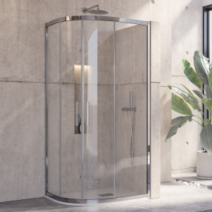 Καμπίνα ημικυκλική με διάφανο κρύσταλλο INOX 200 Χρωμέ KARAG 80x80x190cm