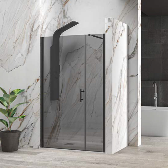 Καμπίνα από τοίχο σε τοίχο με fume κρύσταλλο S 5 ALTO Black KARAG 135x200cm (σταθερό 70cm)