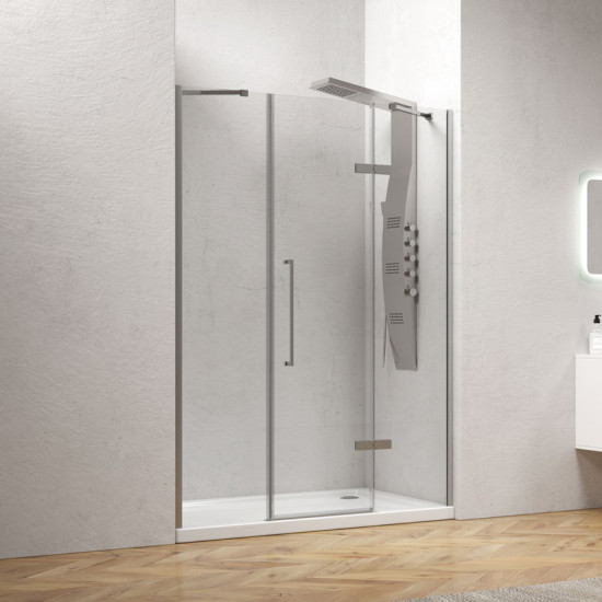 Καμπίνα από τοίχο σε τοίχο με διάφανο κρύσταλλο TINOS 600 Cromo KARAG 155x200cm