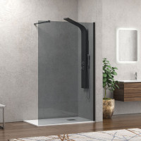 Σταθερό πάνελ καμπίνας με fume κρύσταλλο WALKIN 1 Nero KARAG 140x200cm