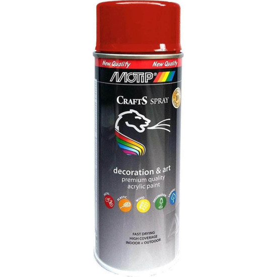 MOTIP Χρώμα Spray κόκκινο της φωτιάς Gloss Ral 3000 Ακρυλικής Βαφής 400ml