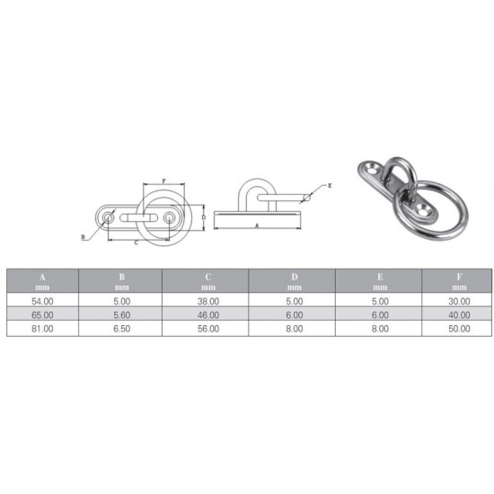 Θηλιές inox τρειλερ ss316 με χαλκά 8mm 2702023