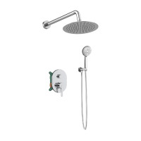 Orabella Marea - Shower set εντοιχισμού με Μπαταρία λουτρού, εντοιχισμού 2 σημείων, κεφαλή Φ250 με βραχίονα και τηλέφωνο ντουζ με σπιράλ και επιτοίχειο στήριγμα Χρωμέ