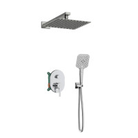 Orabella Marea - Shower set εντοιχισμού με Μπαταρία λουτρού, εντοιχισμού 2 σημείων, κεφαλή 250x250 με βραχίονα και τηλέφωνο ντουζ με σπιράλ και επιτοίχειο στήριγμα Χρωμέ