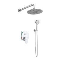 Orabella Oval - Shower set εντοιχισμού με Μπαταρία λουτρού, εντοιχισμού 2 σημείων, κεφαλή Φ250 με βραχίονα και τηλέφωνο ντουζ με σπιράλ και επιτοίχειο στήριγμα Χρωμέ